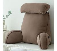 HEATHE Oreiller De Lecture avec Accoudoirs,Grand Lit Dossier Coussin,avec Repose Nuque,pour Le Soutien du Dos et du Cou Pendant la Lecture - 75×40×50cm (Couleur Café)