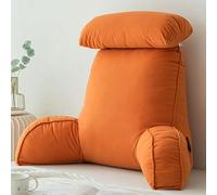 HEATHE Oreiller De Lecture avec Accoudoirs,Grand Lit Dossier Coussin,avec Repose Nuque,pour Le Soutien du Dos et du Cou Pendant la Lecture - 75×40×50cm (Couleur Orange)