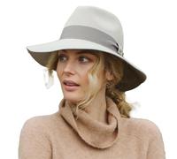 Heather Fedora - Chapeau Fedora Femme Feutre de Laine Automne/Hiver Taille Ajustable - Taille: M-L/57cm - Fumée