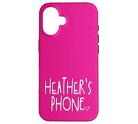 Heather Phone Prénom personnalisé Blanc Rose Coque pour iPhone 16