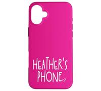 Heather Phone Prénom personnalisé Blanc Rose Coque pour iPhone 16 Plus