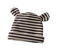 Heathes Bébé Élégant Polyvalent Chapeau Rayé Confortable Avec Une Conception D'oreille Ours Joli Coton De Casque Pour Les Nourrissons Confortable Capitule À La Mode Couverture De Casque Couvre