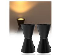 HeatingLux LED Panneau au sol 6 W 600 LM Uplight Spot, 3000 K blanc chaud Luminara au sol intérieur, source avec lampe E14 et bouton de pied (noir, lot de 2)