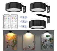 HeatingLux Lot De 3 Lumière Sans Fil Avec Télécommande, Éclairage Tableau Sans Fil Avec La Télécommande Dimmerable, Applique Tableau Pour Cible De Fléchettes, Lumiere Pour Photos