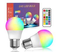 HeatingLux RGBW Ampoule Led Changement de Couleur E27 Télécommande, 3W Dimmable 12 RGB Couleur&Blanc Chaud&Blanc Froid, Lampe LED RGB E27 avec Fonction Mémoire pour Décoration, Lot de 2