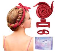 Heatless Curling Rod Headband, Upgraded 60" Extra Long Heatless Curls Headband Soft Hair Curlers to Sleep In Hair Rollers No Heat Curls (Red)