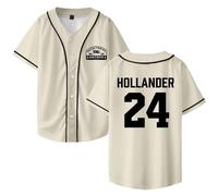 HeatRivalry Merch Hollander 24 Print Baseball Jersey T-Shirt - Unisexe Col V Manches Courtes Casual Streetwear Top pour les fans de séries TV, beige, S