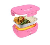 HeatsBox Go Light Lunch Box chauffante pour enfants, récipient en acier inoxydable de 540 ml, batterie intégrée 100 W et contrôle via application, chauffe-repas portable pour école/voyages - Pink