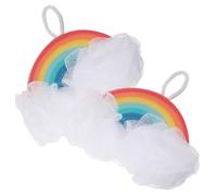 HEATSHAKING 2 pièces Éponge de Garçon Fille Forme Arc Ciel Couleur Vive Douce Exfoliation Corps Bain Filles