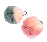 HEATSHAKING 2pièces Boule De Douche Mousseuse Brosse De Bain Maille Lot De Poufs De Douche Pour Nettoyage De Peau Accessoires De Salle De Bain