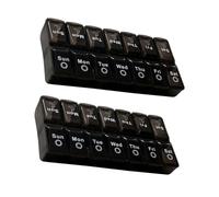 HEATSHAKING 2pièces Étuis De Rangement Pour Médicaments à Compartiments Lot De Étuis Compacts Pour Pilulier Jours Noir