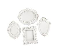 HEATSHAKING 4 Pièces Plateau de Cadre Photo de Style européen Antique bibelot Plaque Fleuri Plateaux pour la vanité Vide-Poches Assiette de Service Porte-bagues pour Bijoux résine Blanche