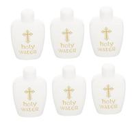 HEATSHAKING 6 Pièces Bouteilles Eau Bénite Rechargeables Motif Croix pour Baptême Décorations Religieuses