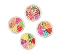 HEATSHAKING Autocollants pour Ongles Fruits 24 Pièces en 4 Boîtes, Décorations DIY Faciles à Appliquer en Pâte Céramique, Style Créatif pour Femmes et Filles