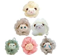 HEATSHAKING Boules de Bain Élimine les Cellules Mortes Bain Lot de 6 Forme Animaux en PE Exfoliation Douce Corps pour Garçon et Filles et Adolescents