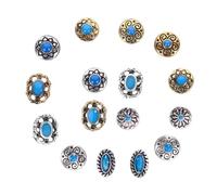 HEATSHAKING Breloques Pour Ongles Rétro Décoration De Manucure 2 Lots 16 Pièces Motifs Craquelés Turquoise Accessoires Nail Art Diy Femmes
