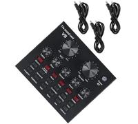 HEATSHAKING Carte Son Professionnelle USB Micro à Condensateur, Mixeur Audio Portable Compatible Smartphone et Pc, Réglage Réverbération, Kit Complet pour Streaming et Enregistrement, Noir