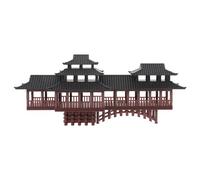 HEATSHAKING Décoration de Jardin Asiatique Miniature Plastique Statue Kiosque Chinois Ancien avec Long Corridor pour Bonsaï Aquarium et Cour Extérieure Ornement Architectural Traditionnel
