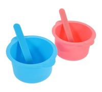 HEATSHAKING Ensemble 4 Pièces Bols en Silicone pour Chauffe-cire 400 Ml Bleu et Rose avec Racloir, Résistants Haute Température, Accessoires Épilation et Fabrication Masques Diy, Réutilisable