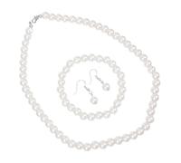 HEATSHAKING Ensemble de Bijoux Noce Collier, Bracelet et Boucles D'oreilles en Verre Blanc, sans Rouille ni Décoloration, Style Créatif et Élégant pour Femmes