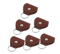 HEATSHAKING Étui à Médiators en Cuir PU Marron, Porte-clés Intégré, Lot De 6 Pièces Compact Et Portable, Paquet De Rangement Pratique pour Médiators De Guitare, Accessoire Léger pour Transport Facile