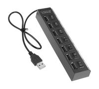 HEATSHAKING Hub USB 7 Ports 2.0 pour Ordinateur Portable, Noir, Portable, Connecteur Multiple Indicateurs LED Indépendants, Alimentation Dc5v, Bureau, Voyage, Maison, Compatible Pc,