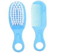 HEATSHAKING Kit Brosse et Peigne pour Bébé Bleu Poils Doux en Tpe, Anti-statique, pour Massage et Soin du Cuir Chevelu, né et Nourrisson