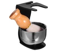 HEATSHAKING Kit de Rasage pour Homme Blaireau de Rasage en Poils Doux, Bol à Mousse en Acier Inoxydable, Support Solide en Inox, Ensemble Complet pour Entretien Barbe et Accessoires Salle