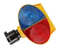 HEATSHAKING Lampe Solaire de Barricade Clignotante Double Face Sécurité Routière LED Rouge Bleu avec Fixation par Clip Éclairage Davertissement pour Chantier et Barrage Recharge Automatique
