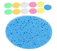 HEATSHAKING Lot De 12 Éponges Ovales Nettoyantes Visage 110x80x8mm Exfoliantes En Fibres Cellulose Couleur Chair, Rose, Bleu, Vert, Jaune Pâle Et Blanc Pour Démaquillage Quotidien