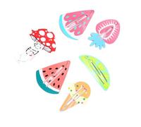 HEATSHAKING Lot de 12 Pinces à Cheveux en Fer pour Filles Motifs Glace Fraise Pastèque et Champignon, Accessoires Cheveux Uniques pour Activités Scolaires et Autres Occasions