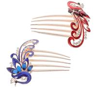 HEATSHAKING Lot de 2 Peignes Latéraux en Alliage Motif Paon Strass, Accessoire Cheveux Glamour et Élégant pour Occasions Spéciales et Coiffure Femme