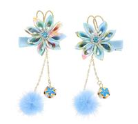 HEATSHAKING Lot de 2 Pinces à Cheveux Rétro pour Garçon et Filles en Tissu Bleu Charme Pendentif, Forme Fleur Classique, Solide et Résistant la Déformation, Accessoires pour Filles