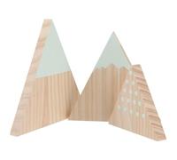 HEATSHAKING Lot de 3 Décorations Triangulaires en Bois Style Montagne Enneigée pour Bureau et Maison, Ornement Esthétique et Chic Vert, Accessoire Déco Hiver