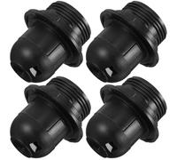 HEATSHAKING Lot de 4 Douilles de Lampe de Rechange E27 en Plastique Noir Kit de Fabrication de Lampes DIY Culot Partiellement Fileté Compatible Suspendre et Éclairage Intérieur