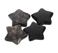 HEATSHAKING Lot de 4 Set de Étoiles en Obsidienne Noire Polie et Cristal Naturel 30 Mm Pierres Précieuses Décoratives pour Intérieur, Ornements de Poche en Pierre Sculptée, Décoration