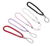 HEATSHAKING Lot de 5 Chaînes Téléphoniques Antidérapantes Perles en Cristal, Bracelet Poignet Mains Dégagées, Accessoires Légers pour DIY et Présents Couleur Aléatoire