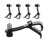 HEATSHAKING Lot de 5 Clips de Fixation pour Tambour Noir en Plastique et Alliage, Pince Micro Réglable et Portable, pour Batterie Acoustique sur Scène