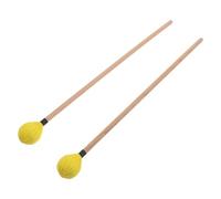 HEATSHAKING Paire de Maillets de Percussion Manche en Bois D'érable, Tête Recouverte de Fil Jaune, Sonorité Douce, Niveau Intermédiaire pour Marimba et Clochettes pour Petits Concerts