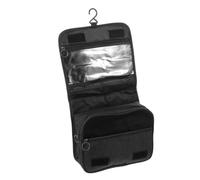 HEATSHAKING Paquet de Voyage Portable Noir à Grosse Capacité Crochet Suspendu, Tissu Cationique Pliable, Trousse de Toilette Pratique pour Soins Peau en Voyage