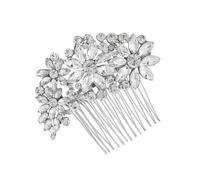 HEATSHAKING Peigne à Cheveux de Mariage Élégant en Alliage et Strass Argenté, Accessoire Floral Délicat Facile à Mettre et Retirer pour Mariée Lors D'engagement ou Anniversaire
