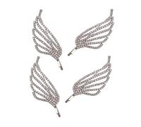 HEATSHAKING Pince à Cheveux Élégant et Fiable 4 Pièces Aile D'ange en Alliage de Zinc Argentés, Accessoire Coiffure pour Mariage et Banquets