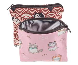 HEATSHAKING Pochette Menstruelle Pratique 2pcs en Polyester Résistant avec Compartiments Multiples pour Serviettes Hygiéniques et Petits Objets, Sac à Main Portable pour Femmes