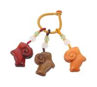HEATSHAKING Porte-clés Élégant en Bois Motif Chèvre pour Nouvel An Lunaire 2027, Léger et Compact, Gravé Main Grain Clair, comme Amulette Feng Shui ou Accessoire Paquet à Dos