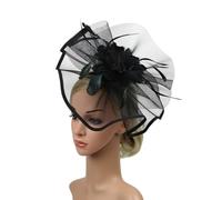 HEATSHAKING Serrage-tête Créatif Grosse Fleur en Tulle Noire pour Femme, Bandeau Élégant pour Bal Masqué et Soirée Dansante