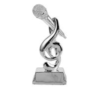 HEATSHAKING Trophée Micro Argenté en Résine, Forme Microphone, Pièce Décorative pour Soirée Karaoké, Concours de Chant et Événements Scolaires