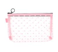 HEATSHAKING Trousse de Maquillage en Filet Légère avec Fermeture Éclair, Petite Pochette Rose pour Organisation Maquillage et Usage Quotidien ou Voyage