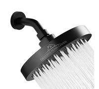 Heatsistence Pomme de douche à effet pluie - Pomme de douche haute pression de 15,2 cm - 2,5 GPM - Noir mat avec 90 jets en caoutchouc - Rotation à 360° - Pommeau de douche de salle de bain