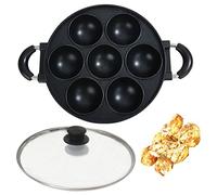 Heaunzy Japon Moule Takoyaki à grande ouverture avec couvercle en verre - Moule de cuisson multifonction pour œufs, poffertjes, appam, banh khot, cupcakes - Machine à Takoyaki antiadhésive, 0,95 kg (7