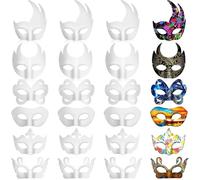 Heavelove Lot de 24 masques blancs en papier mâché pour décoration de fête costumée Mardi Gras Arts Halloween Cosplay (style élégant)